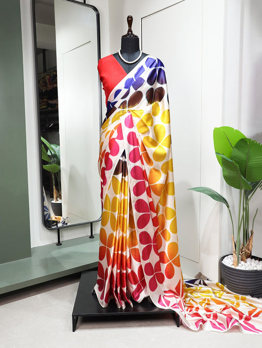 Digital Print Satin Silk Saree