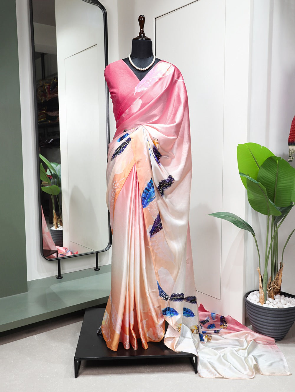 Digital Print Satin Silk Saree