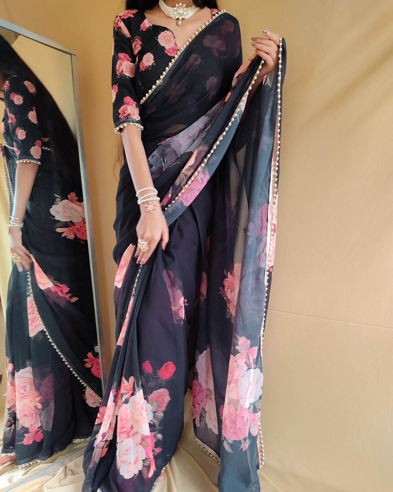 Black Georgette Saree