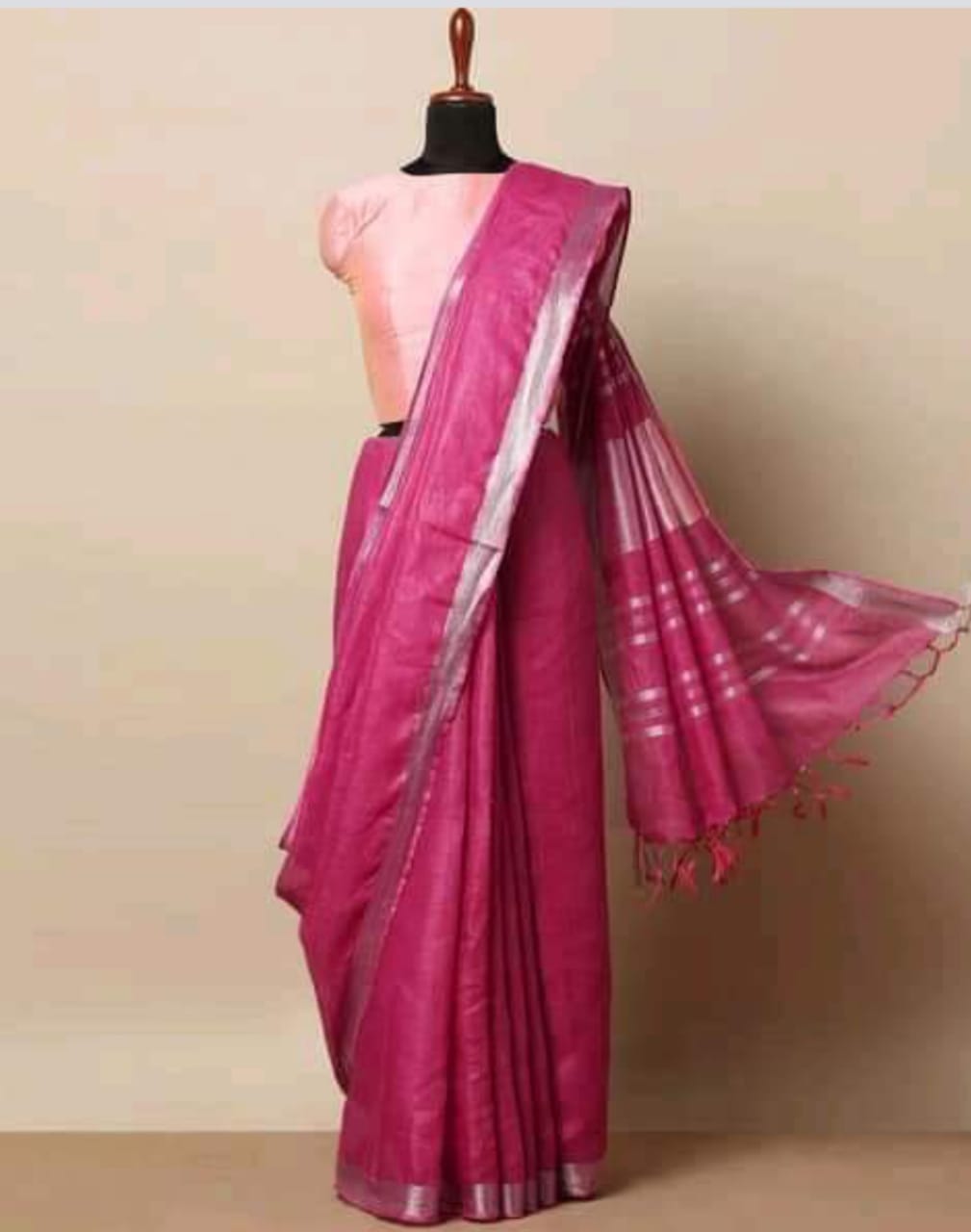 Pure linen silk saree