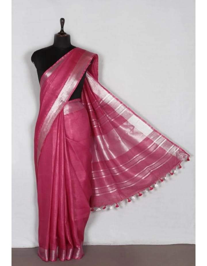 Pure linen silk saree