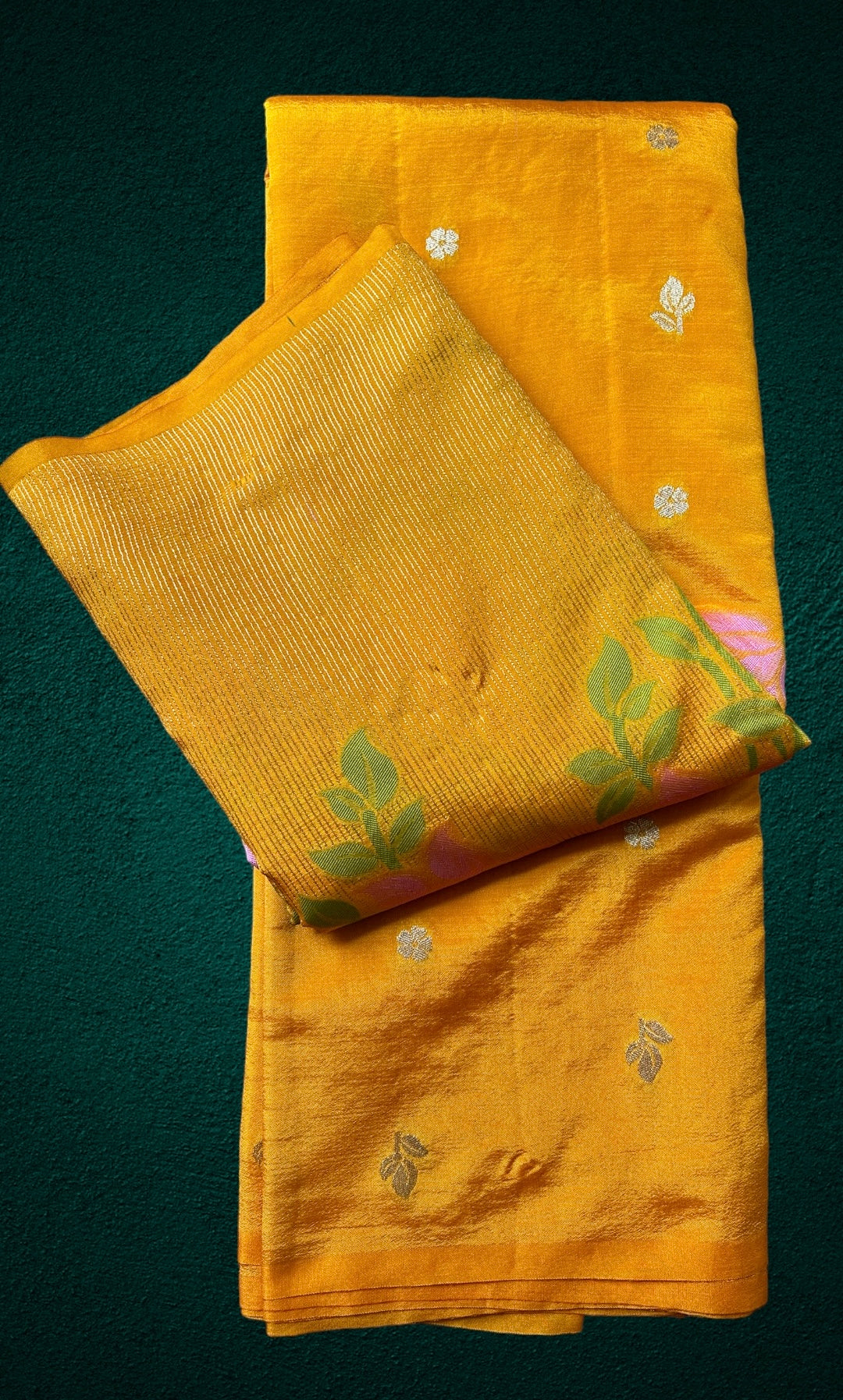 Yellow Silk Saree with golden zari