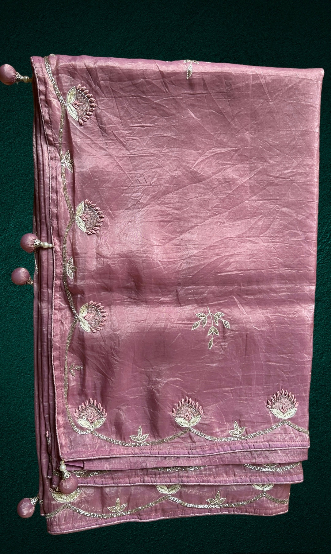 Hand embroidery Crush Saree