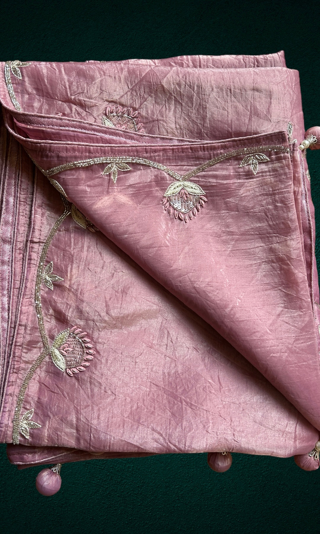 Hand embroidery Crush Saree