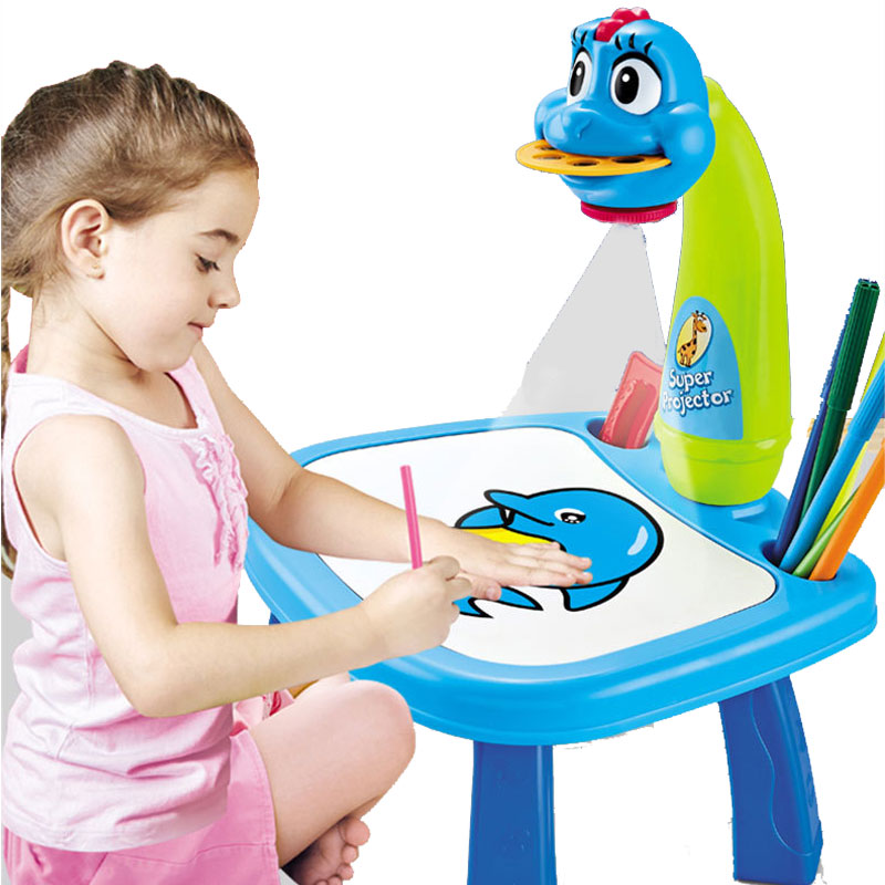 Children Mini Led Art Drawing Table Toy Set Projector Painting for